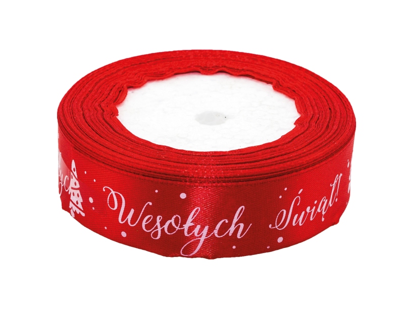 Wstążka satynowa Boże Narodzenie 25mmx22m WSX25-14 Brewis